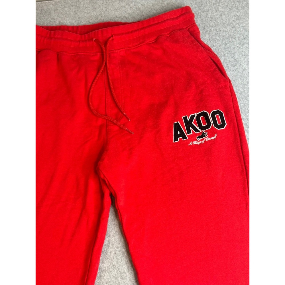 AKOO Mens Red Logo Sweatpants XXL A King Of Oneself Joggers Fleece Streetwear